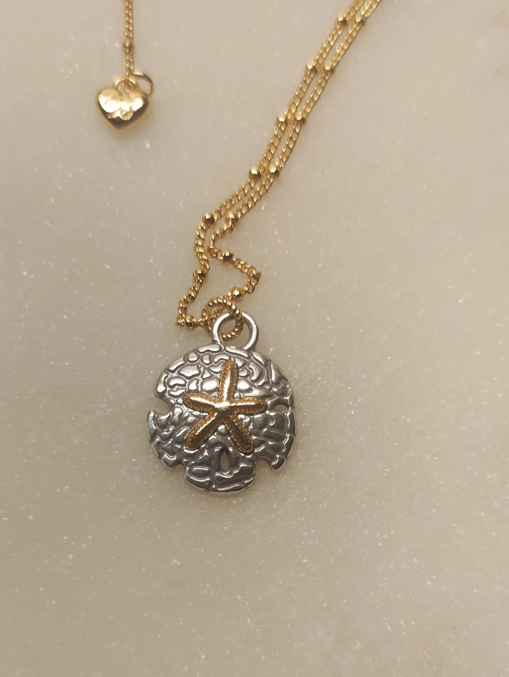 NEW! Brighton Sunset Cove Sand Dollar Pendant Necklace Two Tone Silver And Gold